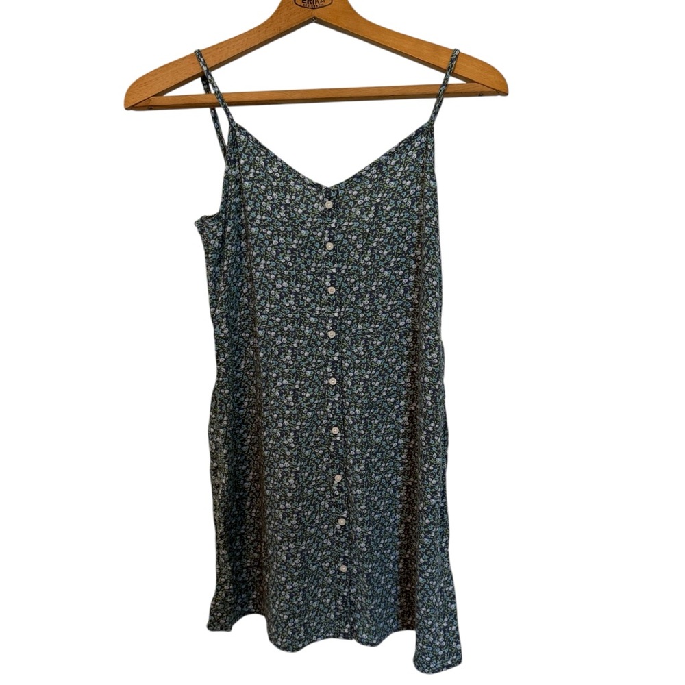 Aerie Blue Floral Button Swing Flowy Dress Size M. - Picture 1 of 8